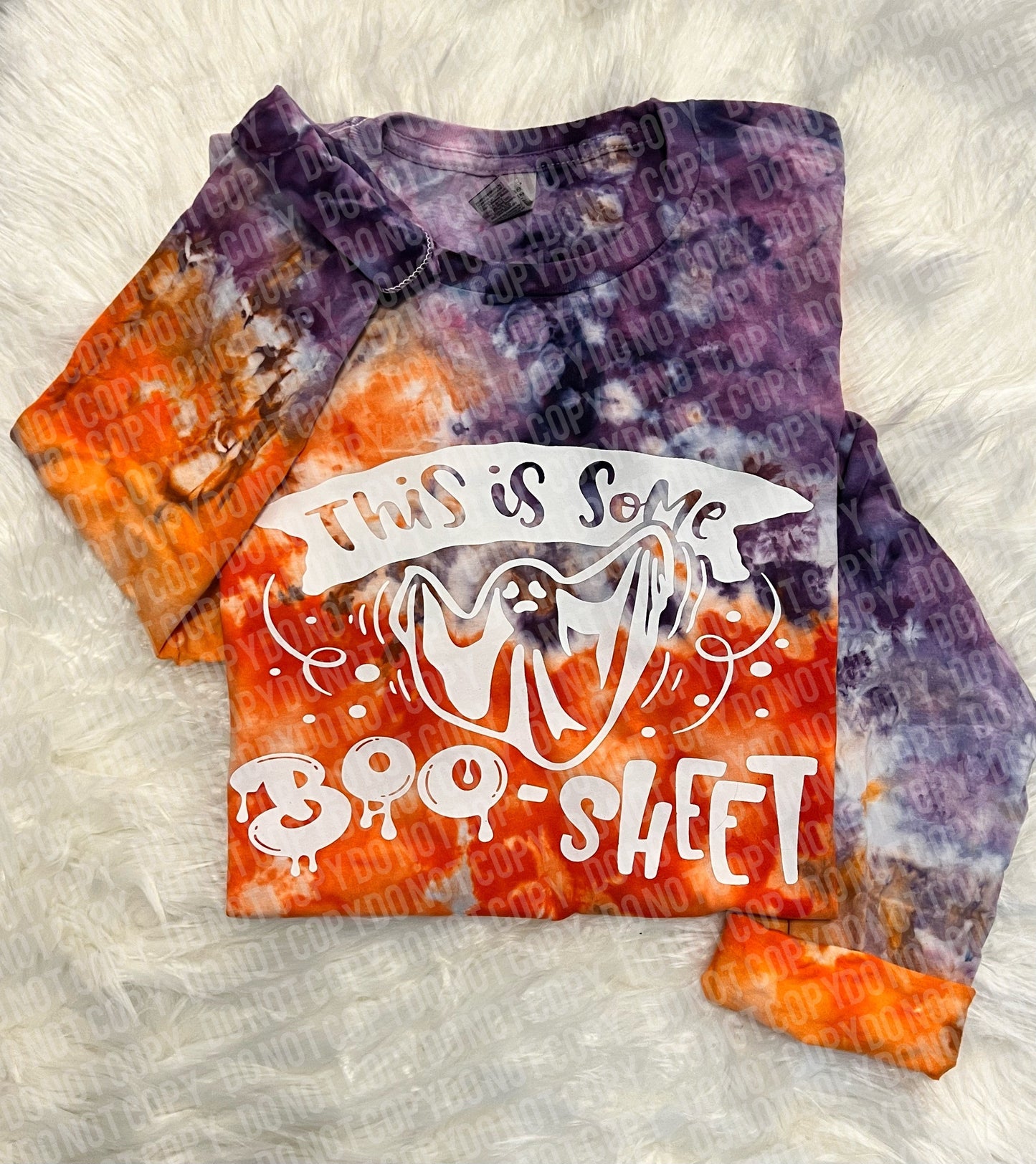 This Is Some Boo Sheet Orange & Purple Hand Dyed Long Sleeve Tee