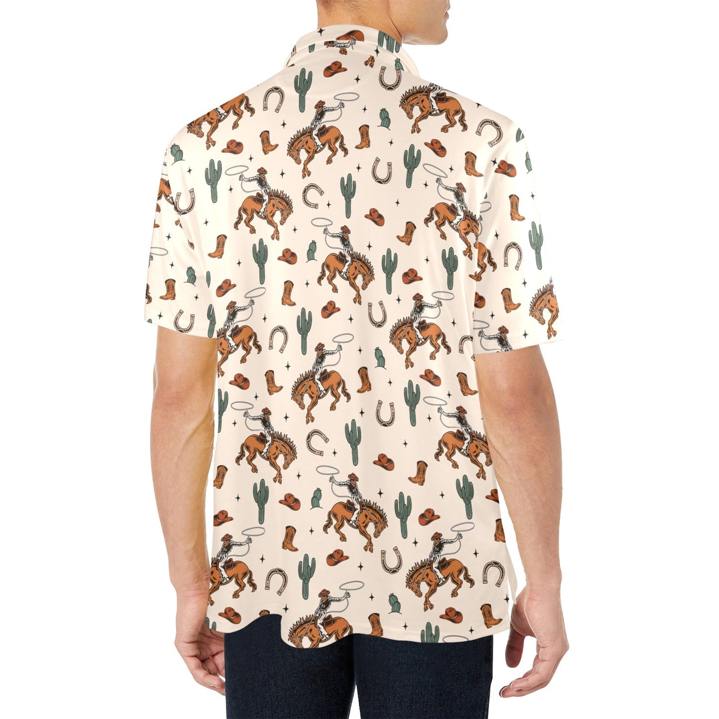 Rodeo Cowboy Western Polo Style Shirt
