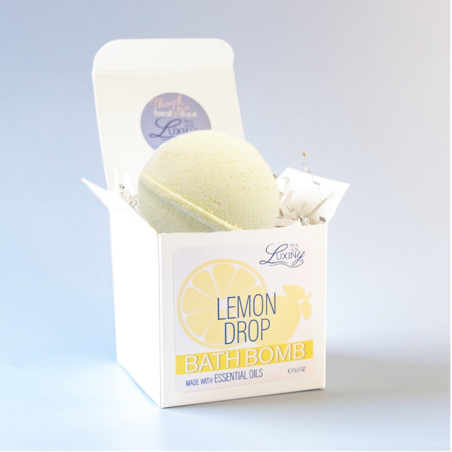 Bath Bomb | Lemon Drop Bath Bomb | Made with Essential Oils | 2.5" Round