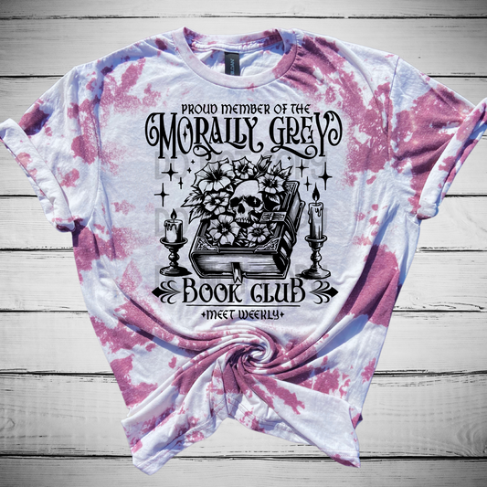 Proud Member of the Morally Grey Book Club Bleached Distressed Tee Shirt