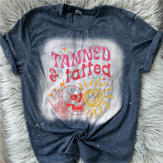 Tanned and tatted Bleached Distressed Tee Shirt
