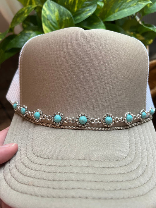 Turqouise Silver Western Trucker Hat Chain