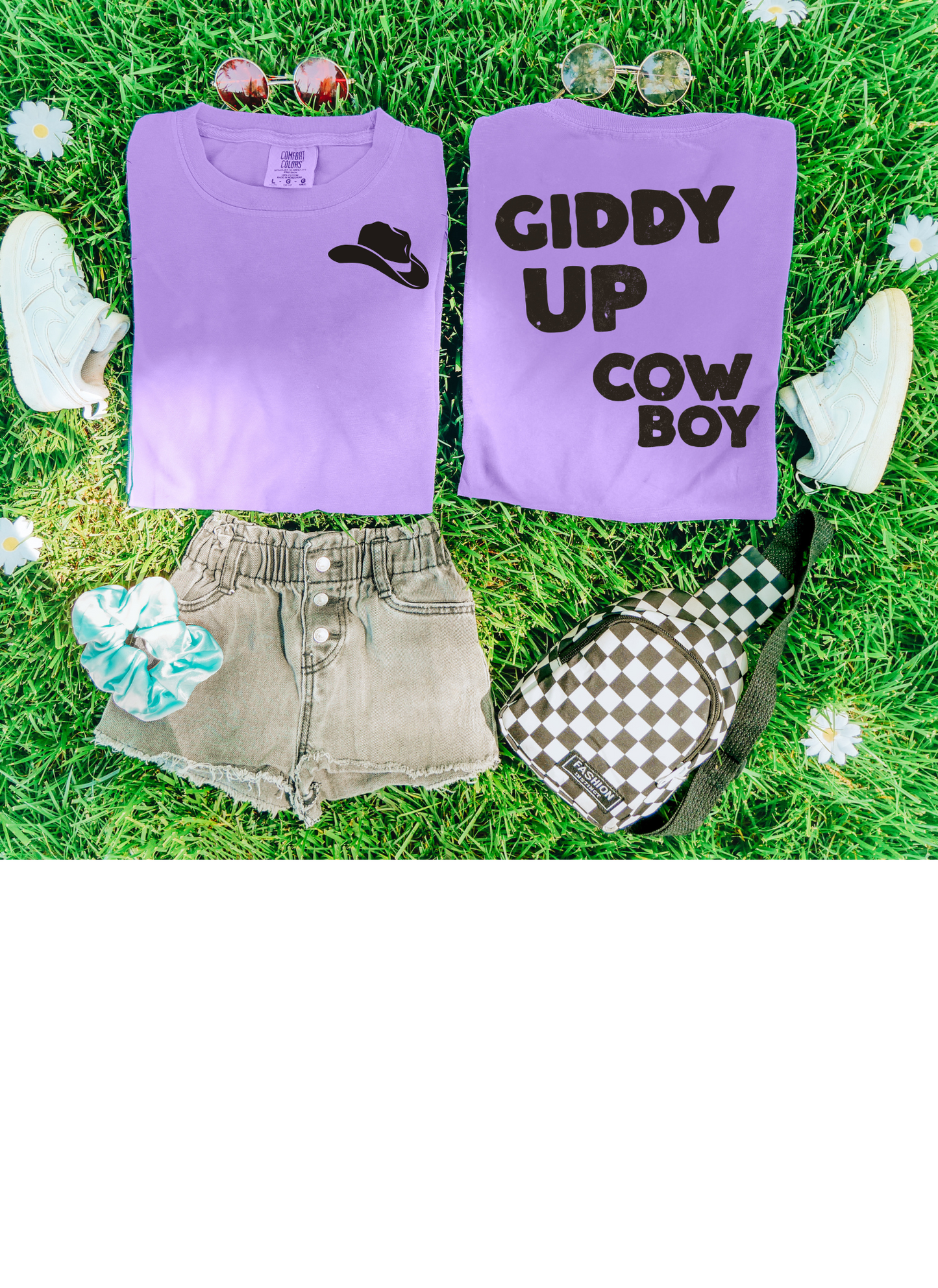 Giddy up Cowboy front/back Tee