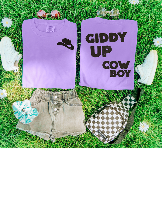Giddy up Cowboy front/back Tee